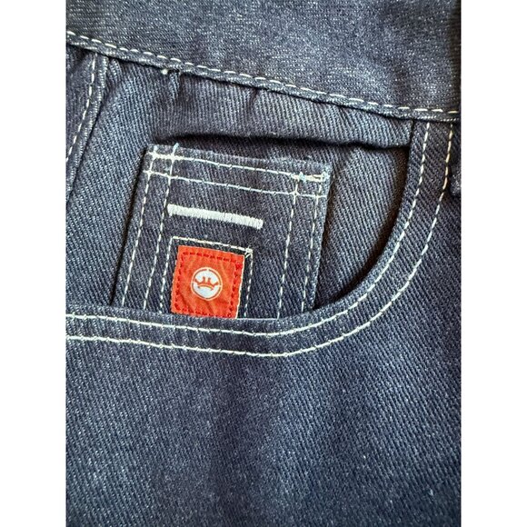 JNCO Men’s Dark Wash Denim Jeans XL Size 3 — Tribal Skull Graphic Y2K Streetwear - Picture 10 of 12